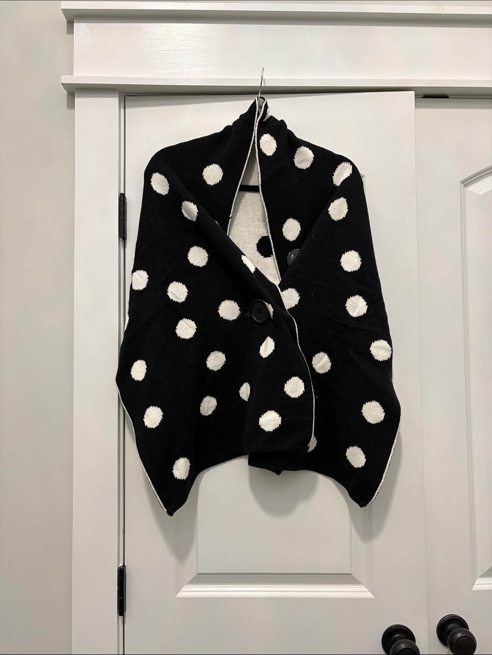 Emma G Black and White Polka Dot Women’s Cardigan scarf Sweater